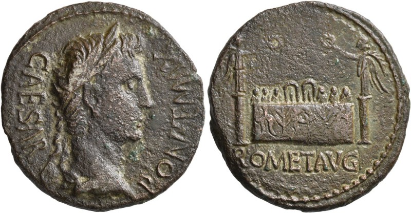 Augustus, 27 BC-AD 14. As (Copper, 27 mm, 10.57 g, 7 h), Lugdunum, 10-7 BC. CAES...