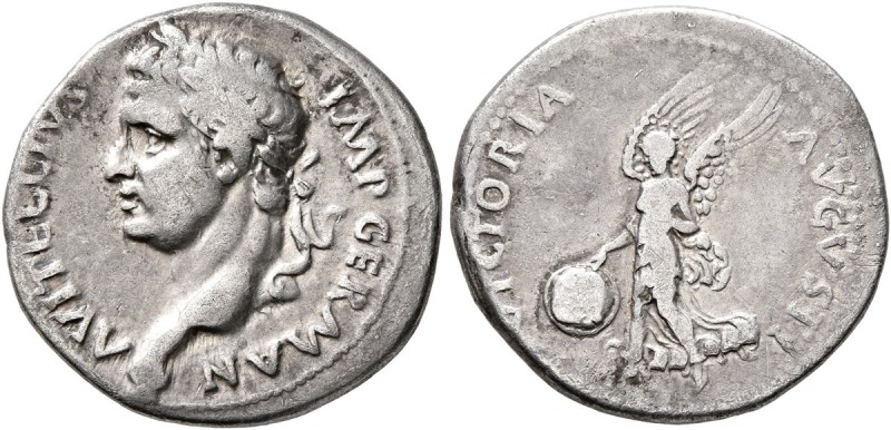 Vitellius, 69. Denarius (Silver, 18 mm, 3.43 g, 6 h), uncertain western mint (Ta...