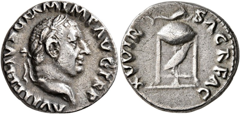 Vitellius, 69. Denarius (Silver, 17 mm, 3.49 g, 6 h), Rome. A VITELLIVS GERM IMP...