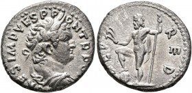 Titus, as Caesar, 69-79. Denarius (Silver, 17 mm, 2.67 g, 6 h), Antiochia, 72-73. [T] CAES IMP VESP PON TR POT Laureate and draped bust of Titus to ri...