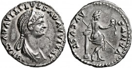 Julia Titi, Augusta, 79-90/1. Denarius (Silver, 18 mm, 3.48 g, 6 h), Rome, 80-81. IVLIA AVGVSTA TITI AVGVSTI F• Diademed and draped bust of Julia Titi...