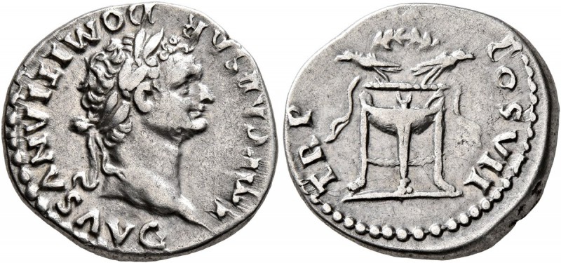 Domitian, 81-96. Denarius (Silver, 18 mm, 3.49 g, 6 h), Rome, 81. IMP CAESAR DOM...