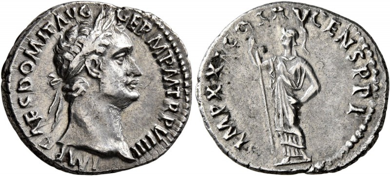 Domitian, 81-96. Denarius (Silver, 19 mm, 3.55 g, 6 h), Rome, 90. IMP CAES DOMIT...