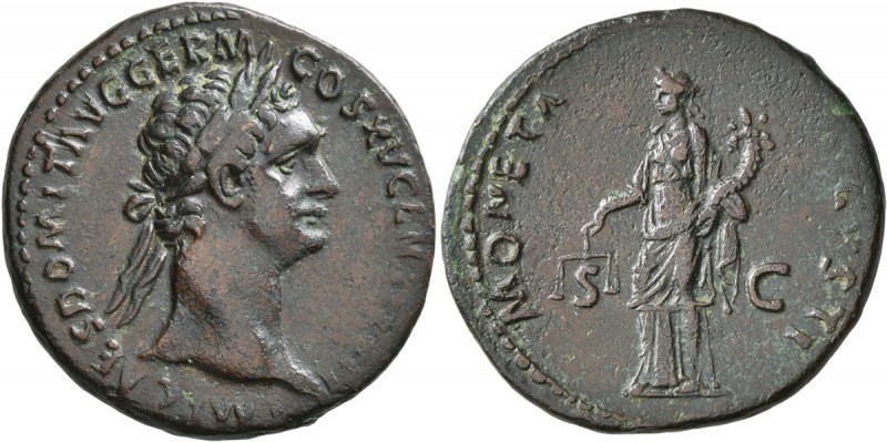 Domitian, 81-96. As (Copper, 27 mm, 7.92 g, 6 h), Rome, 90-91. IMP CAES DOMIT AV...