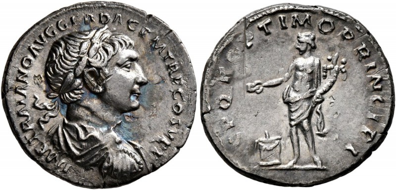 Trajan, 98-117. Denarius (Silver, 19 mm, 3.22 g, 7 h), Rome, circa 106-107. IMP ...