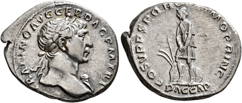 Trajan, 98-117. Denarius (Silver, 21 mm, 3.27 g, 6 h), Rome, circa 110. IMP TRAI...