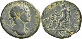 Trajan, 98-117. As (Copper, 26 mm, 10.15 g, 6 h), Rome, 112-114. IMP CAES NERVAE TRAIANO AVG GER DAC P M TR P COS V P P Laureate head of Trajan to rig...