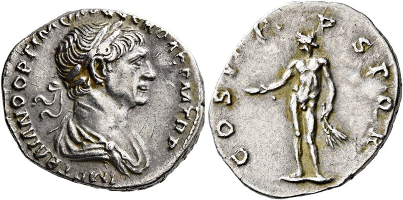 Trajan, 98-117. Denarius (Silver, 19 mm, 3.45 g, 8 h), Rome, sommer-autumn 114. ...