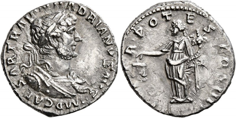 Hadrian, 117-138. Denarius (Silver, 18 mm, 3.18 g, 6 h), uncertain eastern mint ...