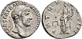 Hadrian, 117-138. Denarius (Silver, 16 mm, 3.36 g, 6 h), Rome, 119-122. IMP CAESAR TRAIAN HADRIANVS AVG Laureate head of Hadrian to right. Rev. P M TR...