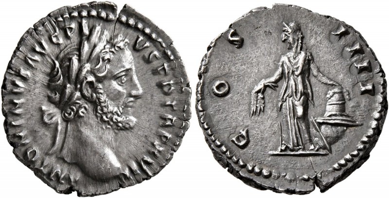 Antoninus Pius, 138-161. Denarius (Silver, 18 mm, 3.37 g, 6 h), Rome, 153-154. A...