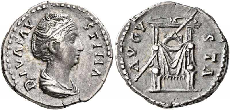 Diva Faustina Senior, died 140/1. Denarius (Silver, 18 mm, 3.29 g, 6 h), Rome. D...
