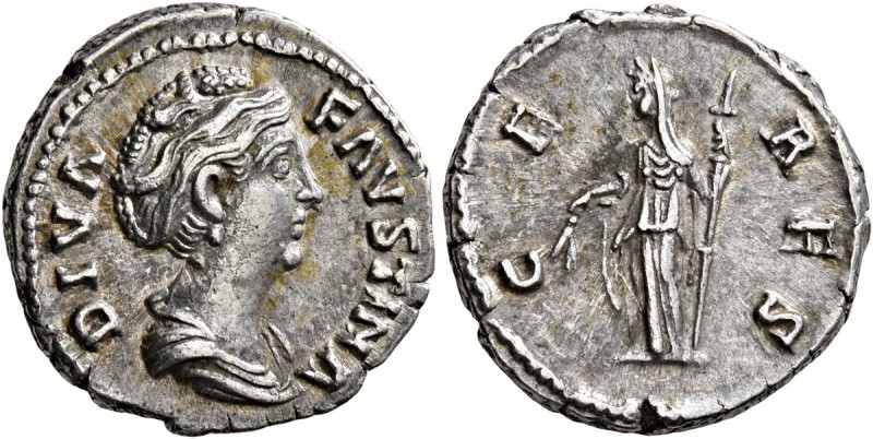 Diva Faustina Senior, died 140/1. Denarius (Silver, 18 mm, 3.27 g, 6 h), Rome. D...