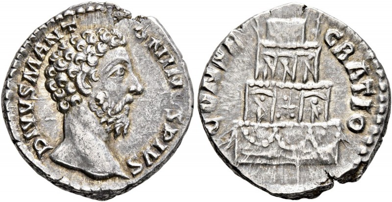 Divus Marcus Aurelius, died 180. Denarius (Silver, 18 mm, 3.36 g, 6 h), Rome, 18...