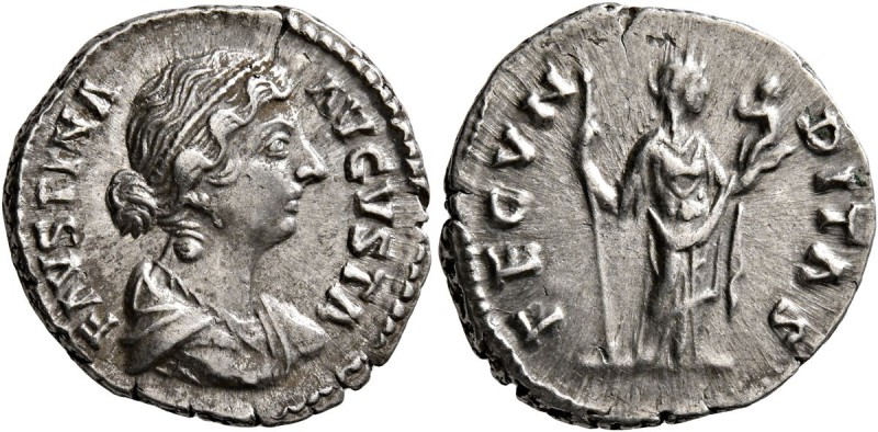 Faustina Junior, Augusta, 147-175. Denarius (Silver, 18 mm, 3.29 g, 12 h), Rome,...