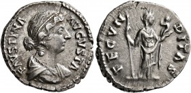 Faustina Junior, Augusta, 147-175. Denarius (Silver, 18 mm, 3.29 g, 12 h), Rome, 161-175. FAVSTINA AVGVSTA Draped bust of Faustina Junior to right. Re...