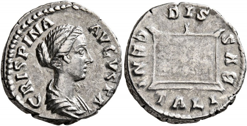 Crispina, Augusta, 178-182. Denarius (Silver, 17 mm, 3.38 g, 5 h), Rome, circa 1...