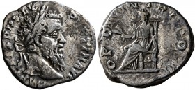 Pertinax, 193. Denarius (Silver, 17 mm, 3.35 g, 7 h), Rome. IMP CAES P HELV PERTIN AVG Laureate head of Pertinax to right. Rev. OPI DIVIN TR P COS II ...