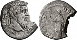 Pertinax, 193. Denarius (Silver, 17 mm, 2.06 g, 6 h), Rome. IMP CAES P [HELV PERTIN] AVG Laureate head of Pertinax to right. Rev. PROVID DEO[R COS II]...