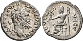 Septimius Severus, 193-211. Denarius (Silver, 19 mm, 3.33 g, 12 h), Emesa, 194. L SEPT SEV PERTE AVG IMP II Laureate head of Septimius Severus to righ...
