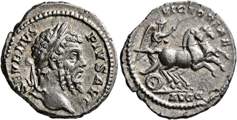 Septimius Severus, 193-211. Denarius (Silver, 18 mm, 3.51 g, 6 h), Rome, circa 2...