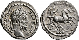 Septimius Severus, 193-211. Denarius (Silver, 18 mm, 3.51 g, 6 h), Rome, circa 206-210. SEVERVS PIVS AVG Laureate head of Septimius Severus to right. ...