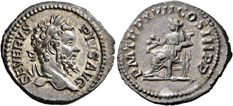 Septimius Severus, 193-211. Denarius (Silver, 20 mm, 3.57 g, 6 h), Rome, 209. SE...