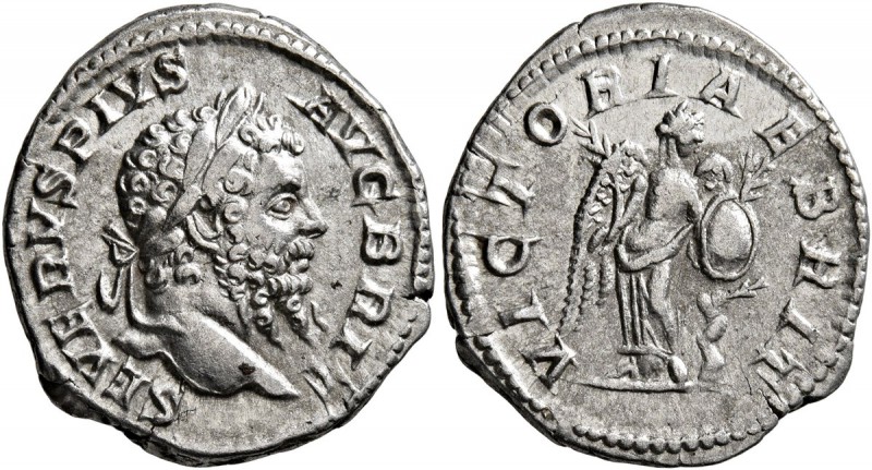 Septimius Severus, 193-211. Denarius (Silver, 19 mm, 3.16 g, 1 h), Rome, 210-211...