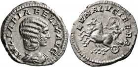 Julia Domna, Augusta, 193-217. Denarius (Silver, 19 mm, 3.12 g, 1 h), Rome, 215-217. IVLIA PIA FELIX AVG Draped bust of Julia Domna to right. Rev. LVN...