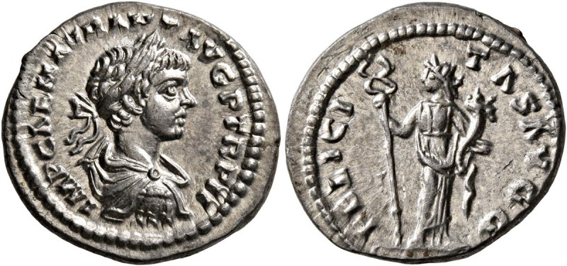 Caracalla, 198-217. Denarius (Silver, 19 mm, 2.55 g, 1 h), Laodicea, 199. IMP CA...