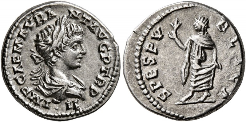 Caracalla, 198-217. Denarius (Silver, 18 mm, 3.31 g, 12 h), Laodicea, 199. IMP C...