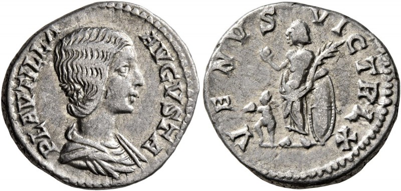 Plautilla, Augusta, 202-205. Denarius (Silver, 18 mm, 3.74 g, 1 h), Rome. PLAVTI...
