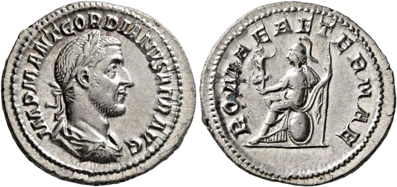 Gordian I, 238. Denarius (Silver, 20 mm, 2.84 g, 6 h), Rome, March-April 238. IM...