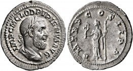 Pupienus, 238. Denarius (Silver, 21 mm, 3.32 g, 6 h), Rome, circa April-June 238. IMP C M CLOD PVPIENVS AVG Laureate, draped and cuirassed bust of Pup...