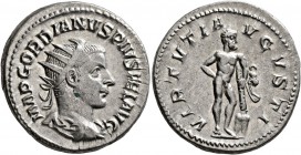 Gordian III, 238-244. Antoninianus (Silver, 22 mm, 5.25 g, 1 h), Rome, 241-243. IMP GORDIANVS PIVS FEL AVG Radiate, draped and cuirassed bust of Gordi...