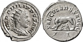 Philip I, 244-249. Antoninianus (Silver, 23 mm, 5.03 g, 6 h), Rome, 248. IMP PHILIPPVS AVG Radiate, draped and cuirassed bust of Philip I to right, se...