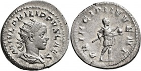 Philip II, as Caesar, 244-247. Antoninianus (Silver, 22 mm, 5.15 g, 8 h), Rome. M IVL PHILIPPVS CAES Radiate, draped and cuirassed bust of Philip II t...