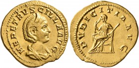 Herennia Etruscilla, Augusta, 249-251. Aureus (Gold, 20 mm, 4.06 g, 12 h), Rome. HER ETRVSCILLA AVG Draped bust of Herennia Etruscilla to right. Rev. ...
