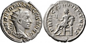 Herennius Etruscus, as Caesar, 249-251. Antoninianus (Silver, 21 mm, 3.62 g, 1 h), Rome, 250-251. Q HER ETR MES DECIVS NOB C Radiate, draped and cuira...