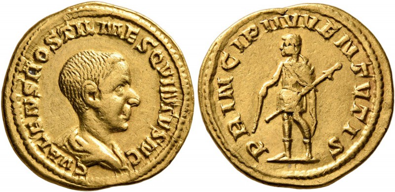 Hostilian, as Caesar, 250-251. Aureus (Gold, 19 mm, 4.21 g, 7 h), Rome. C VALENS...