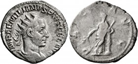 Aemilian, 253. Antoninianus (Silver, 21 mm, 3.40 g, 7 h), Rome. IMP AEMILIANVS PIVS FEL AVG Radiate, draped and cuirassed bust of Aemilian to right, s...