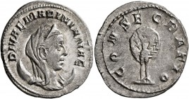 Diva Mariniana, died before 253. Antoninianus (Silver, 22 mm, 3.31 g, 6 h), Rome, circa 255-257. DIVAE MARINIANAE Veiled bust of Diva Mariniana set on...