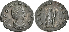 Salonina, Augusta, 254-268. Denarius (Silvered bronze, 18 mm, 1.32 g, 12 h), Rome, 265-267. SALONINVA AVG Diademed and draped bust of Salonina to righ...
