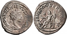 Quietus, usurper, 260-261. Antoninianus (Billon, 22 mm, 3.88 g, 6 h), Samosata. IMP C FVL QVIETVS P F AVG Radiate, draped and cuirassed bust of Quietu...