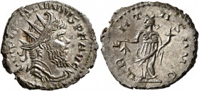 Postumus, Romano-Gallic Emperor, 260-269. Antoninianus (Silvered bronze, 20 mm, 2.75 g, 7 h), a contemporary imitation from an irregular mint, after 2...