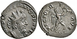 Laelianus, Romano-Gallic usurper, 269. Antoninianus (Silvered bronze, 21 mm, 3.23 g, 7 h), Cologne. IMP C LAELIANVS P F AVG Radiate and cuirassed bust...