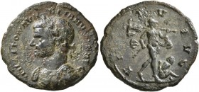 Aurelian, 270-275. 'Denarius' (Bronze, 21 mm, 2.87 g, 6 h), offstrike from Aureus dies, Mediolanum, mid-end 272. IMP C L DOM AVRELIANVS P F AVG Laurea...