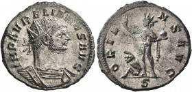Aurelian, 270-275. Antoninianus (Silvered bronze, 21.5 mm, 3.15 g, 1 h), Serdica, early 274. IMP AVRELIANVS AVG Radiate and cuirassed bust of Aurelian...