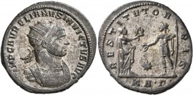 Aurelian, 270-275. Antoninianus (Silvered bronze, 23 mm, 4.16 g, 11 h), Serdica, 274-275. IMP C AVRELIANVS INVICTVS AVG Radiate and cuirassed bust of ...