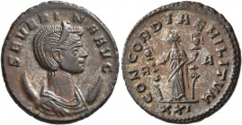 Severina, Augusta, 270-275. Antoninianus (Silvered bronze, 21 mm, 4.68 g, 12 h), Rome, 275. SEVERINA AVG Diademed and draped bust of Severina set on c...